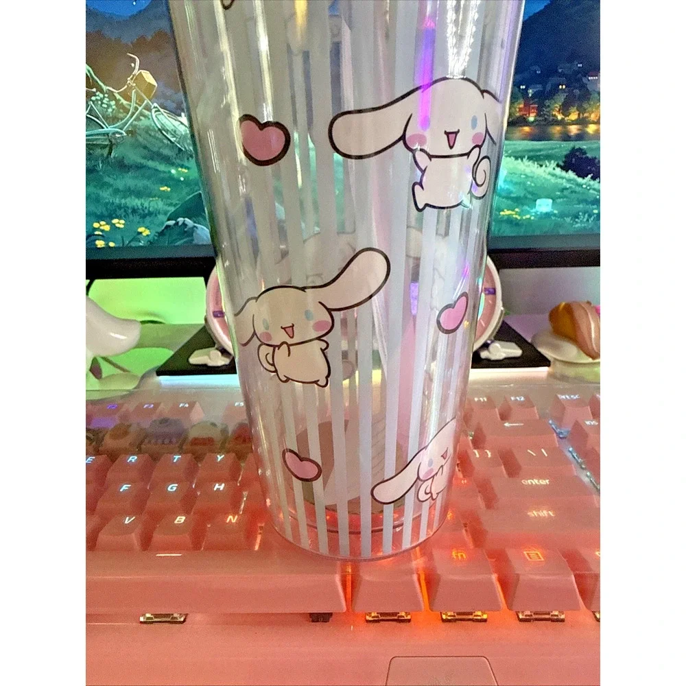 Cinnamoroll Large Travel Tumbler 24oz Reusable Topper Hearts 2024 Sanrio Blue
